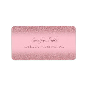 Calligraphed Script Template Rose Gold Glitter Label