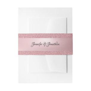 Calligraphed Script Text Elegant Rose Gold Modern Invitation Belly Band