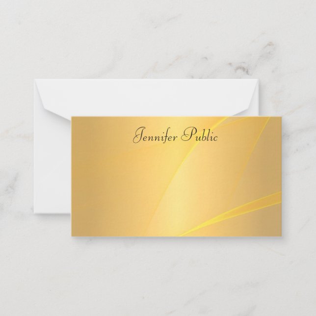 Calligraphed Script Text Glamour Gold Background Card (Front)