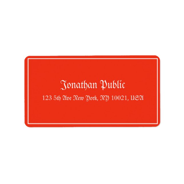 Calligraphed Template Christmas Red White Address Label (Front)