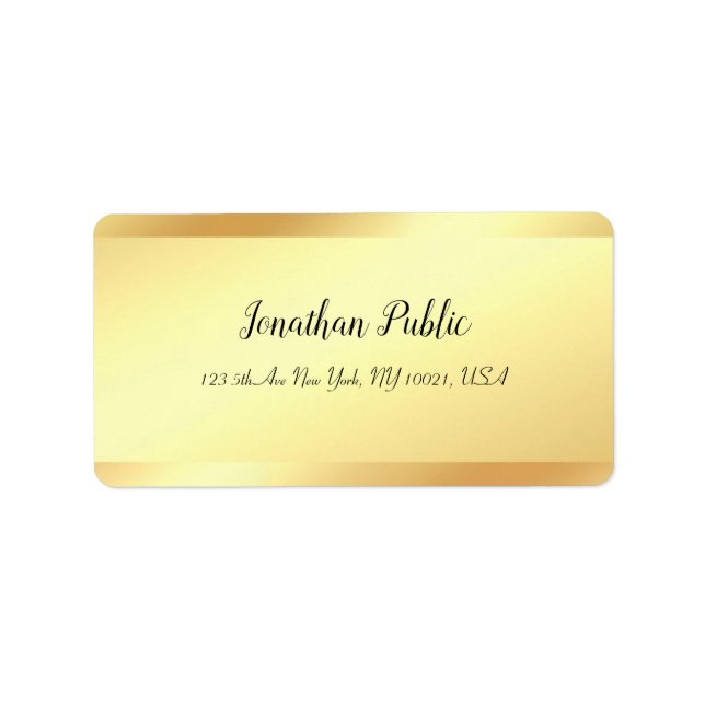 Calligraphed Text Elegant Gold Professional Modern Label (Front)