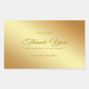 Calligraphed Thank You Text Gold Template Elegant Rectangular Sticker