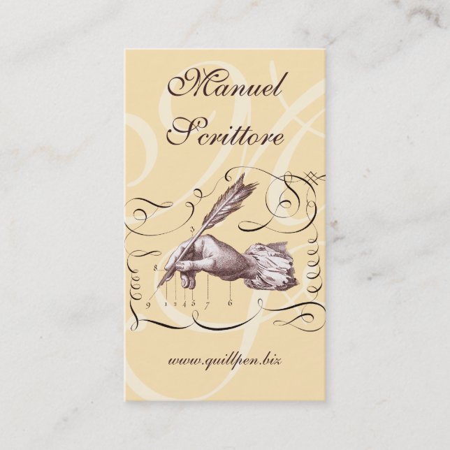 Calligraphic Business Card for Writer, Bookstore (Front)