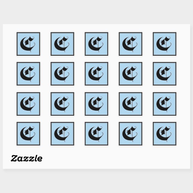 Calligraphic Capital Letter C Square Sticker (Sheet)