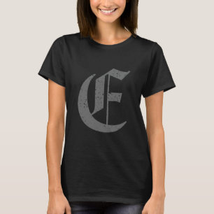 Calligraphic Capital Letter E Grunge T-Shirt
