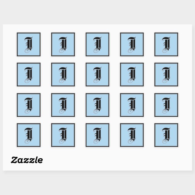 Calligraphic Capital Letter I Square Sticker (Sheet)