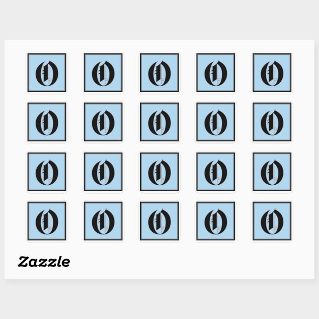 Calligraphic Capital Letter O Square Sticker (Sheet)