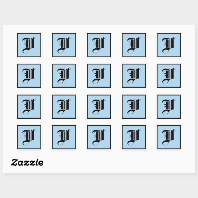 Calligraphic Capital Letter V Square Sticker (Sheet)