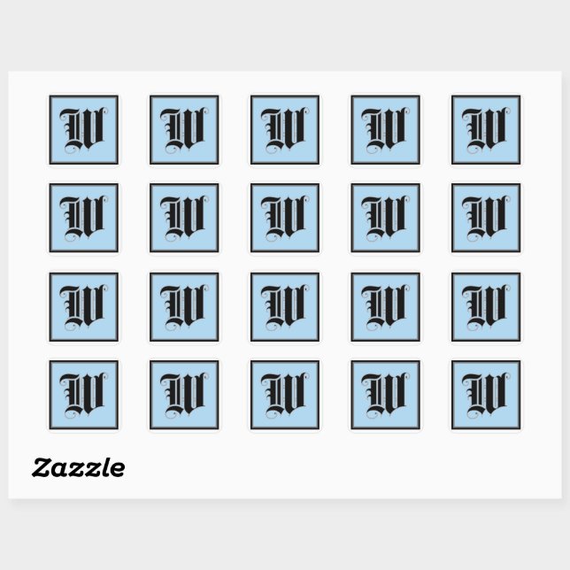 Calligraphic Capital Letter W Square Sticker (Sheet)