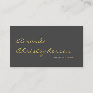 Calligraphic Grey Chic Hair Stylist Business Card