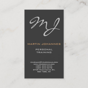 Calligraphic Monogram Grey Trainer Business Card