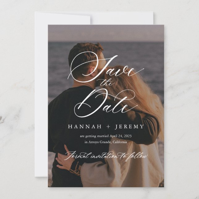 Calligraphic Save the Date Invitation (Front)
