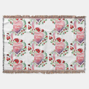 Calligraphic Script Amazing Mum Mother day Heart  Throw Blanket