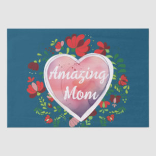 Calligraphic Script Amazing Mum Mother day Heart Tissue Paper