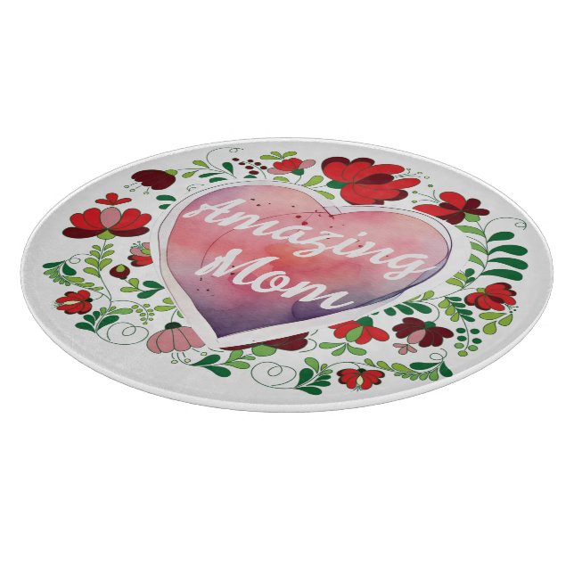 Calligraphic Script Amazing Mum, Mother's day Gift Cutting Board (Corner)