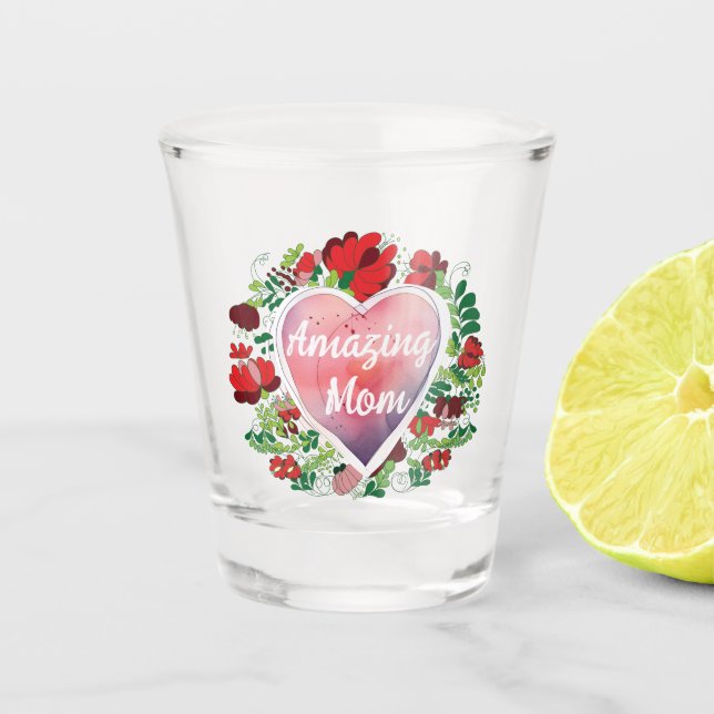 Calligraphic Script Amazing Mum Mother's day Gift Shot Glass (Front)