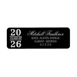 Calligraphy 2025 Graduation Black Return Address  Label