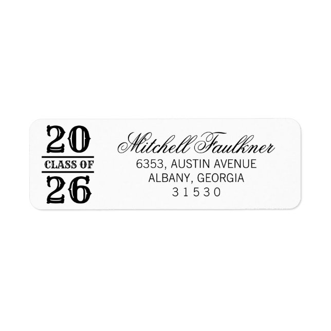 Calligraphy 2025 Graduation Return Address Label (Front)