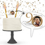 Calligraphy 90th Birthday White Gold Custom Photo Cake Pick<br><div class="desc">Calligraphy 90th Birthday White Gold Custom Photo Cake Topper. And elegantly designed special birthday celebration invitation,  featuring a custom photo of birthday person and script calligraphy with vintage flourish elements. Simple enough to fit a variety of themes and colours!
Need help? Simply contact me!</div>