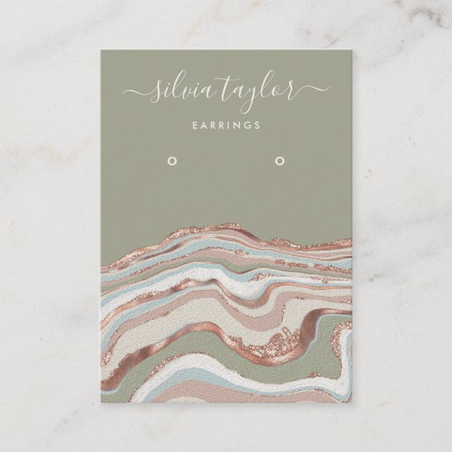 Calligraphy Agate modern Earring display card (Front)