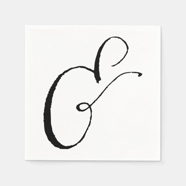Calligraphy Ampersand Napkin, Black and White And Napkin (Front)