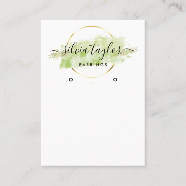 Calligraphy art Earring display card beige (Front)