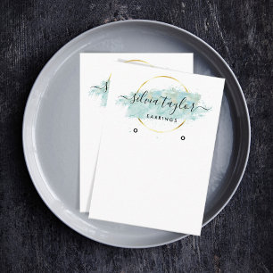 Calligraphy art Earring display card blue