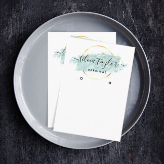 Calligraphy art Earring display card blue