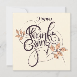 Calligraphy Autumn Thanksgiving Card