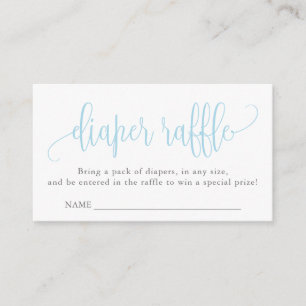 Calligraphy Baby Shower Diaper Raffle, Blue Enclosure Card