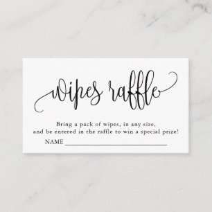 Calligraphy Baby Shower Wipes Raffle Black White Enclosure Card