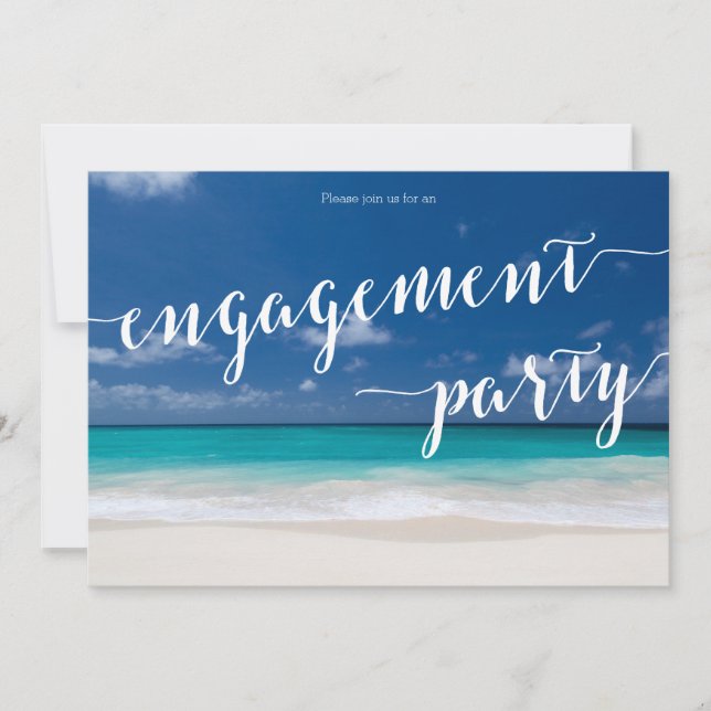 Calligraphy Beach Engagement Party Invitation (Front)