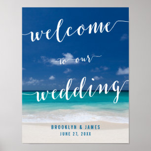 Calligraphy Beach Wedding Reception Sign Print