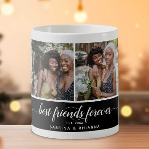 Calligraphy Best Friends Forever Photo Collage Coffee Mug