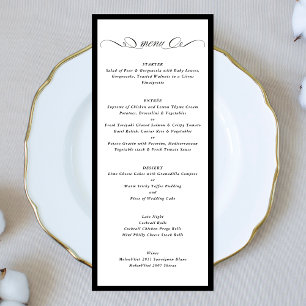 Calligraphy Black and White Frame Formal Wedding Menu