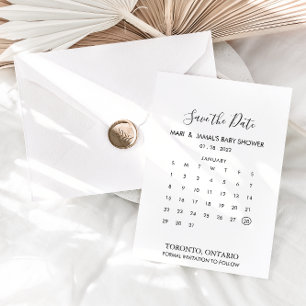Calligraphy Black and White Save the Date Calendar