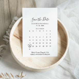 Calligraphy Black and White Save the Date Calendar