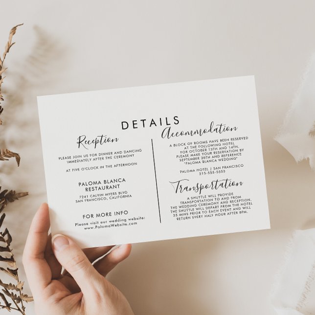 Calligraphy Black and White Wedding Details  Enclosure Card (Creator Uploaded)