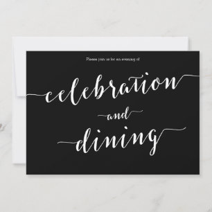 Calligraphy Black Engagement Party Invitations