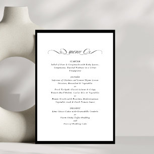 Calligraphy Black Frame Formal Wedding Menu