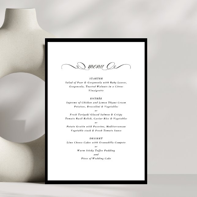Calligraphy Black Frame Formal Wedding Menu (Creator Uploaded)