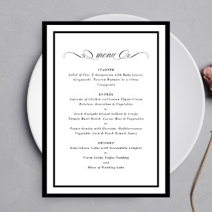 Calligraphy Black Frames Formal Wedding Menu