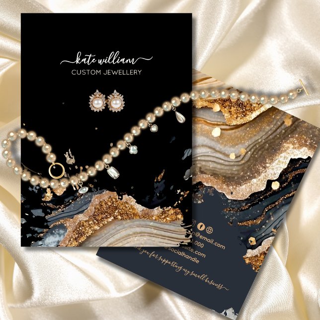 Calligraphy Black Gold Agate Earring Display Card (Creator Uploaded)