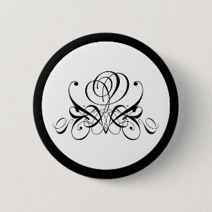 Calligraphy Black Rose Bride 6 Cm Round Badge