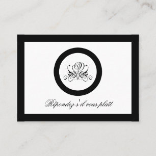 Calligraphy Black Rose Wedding Business Card