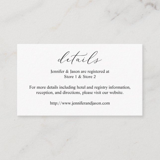 Calligraphy Black & White Details SM Enclosure Card (Front)