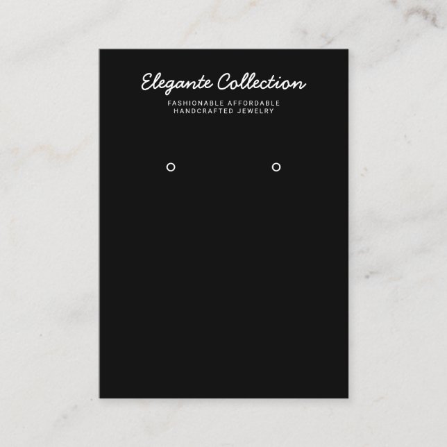 Calligraphy Black White Earring Display Business Card (Front)