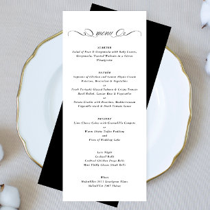 Calligraphy Black & White Formal Wedding Menu
