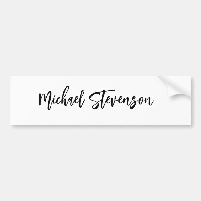 Calligraphy Black White Personalised Plain Modern Bumper Sticker (Front)