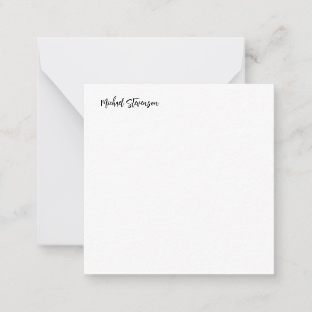 Calligraphy Black White Personalised Plain Modern Card (Front)